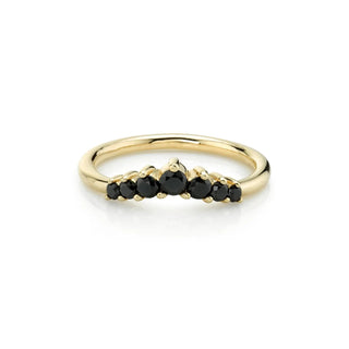 Marrow Fine Jewelry Black Diamond Seven Stones Stacking Ring  [Yellow Gold]