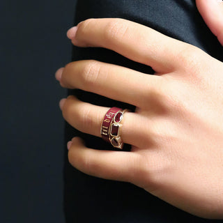 6mm cherry mocha Til Death enamel band worn on the hand