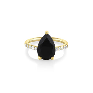 Marrow Fine Jewelry Sweet Melissa Pear Black Onyx Ring [Yellow Gold]