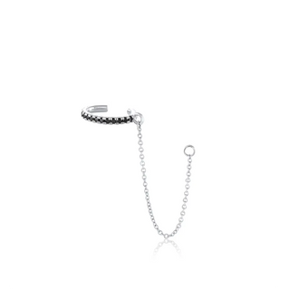 Black Diamond Pavé Ear Cuff & Chain [White Gold]