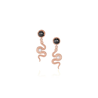black diamond serpent swing earrings [rose gold]