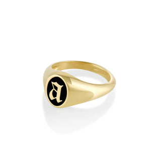 Initial Enamel Signet Ring [Yellow Gold] Side