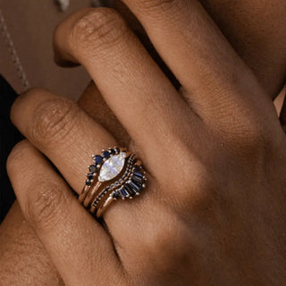 Marrow Fine Jewelry Black Diamond Pavé Wave Stacking Band Ring