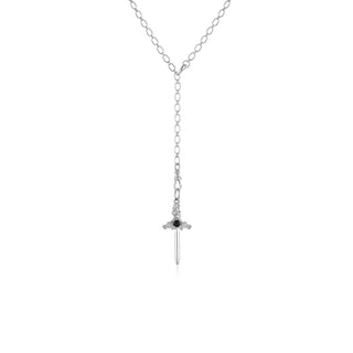 large cross my heart dagger charm - silver & onyx