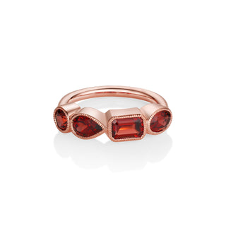 garnet milgrain mixed shape bezel band rose gold