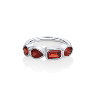 garnet milgrain mixed shape bezel band white gold