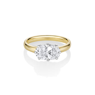 Til Death World Ophelia lab-created diamond engagement ring in yellow gold with an east-west oval diamond