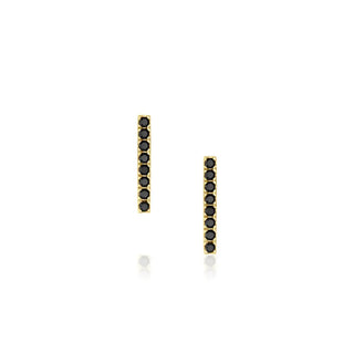 Black Diamond Pavé Bar Studs [Yellow Gold]