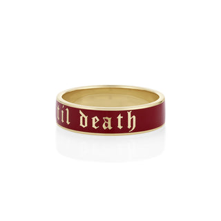 the til death enamel band - 6mm [yellow gold] side view