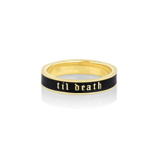 Til Death Black Enamel Band - 4mm [yellow gold front]