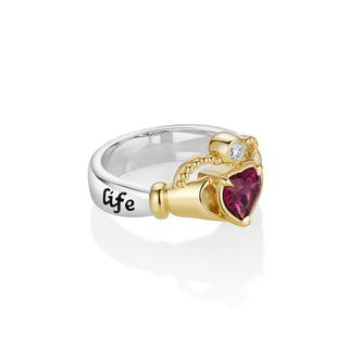 rhodolite gold & silver sempre ring side view 2
