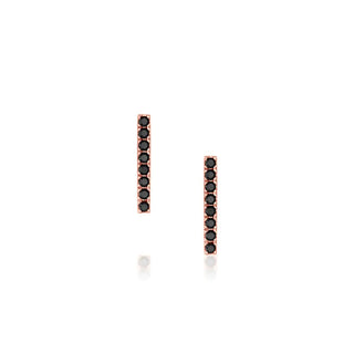 Black Diamond Pavé Bar Studs [Rose Gold]