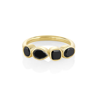black diamond mixed shape bezel band yellow gold