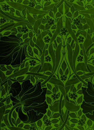 Dark green floral pattern on a green background
