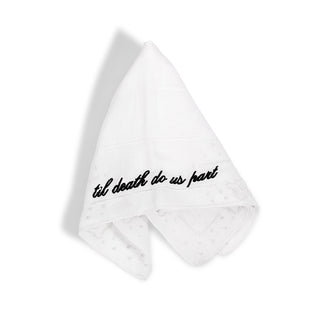 vintage til death do us part embroidered handkerchief